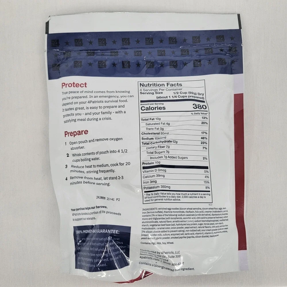 4 Patriots Hearty Stroganoff‎ Style Pasta 4 Servings